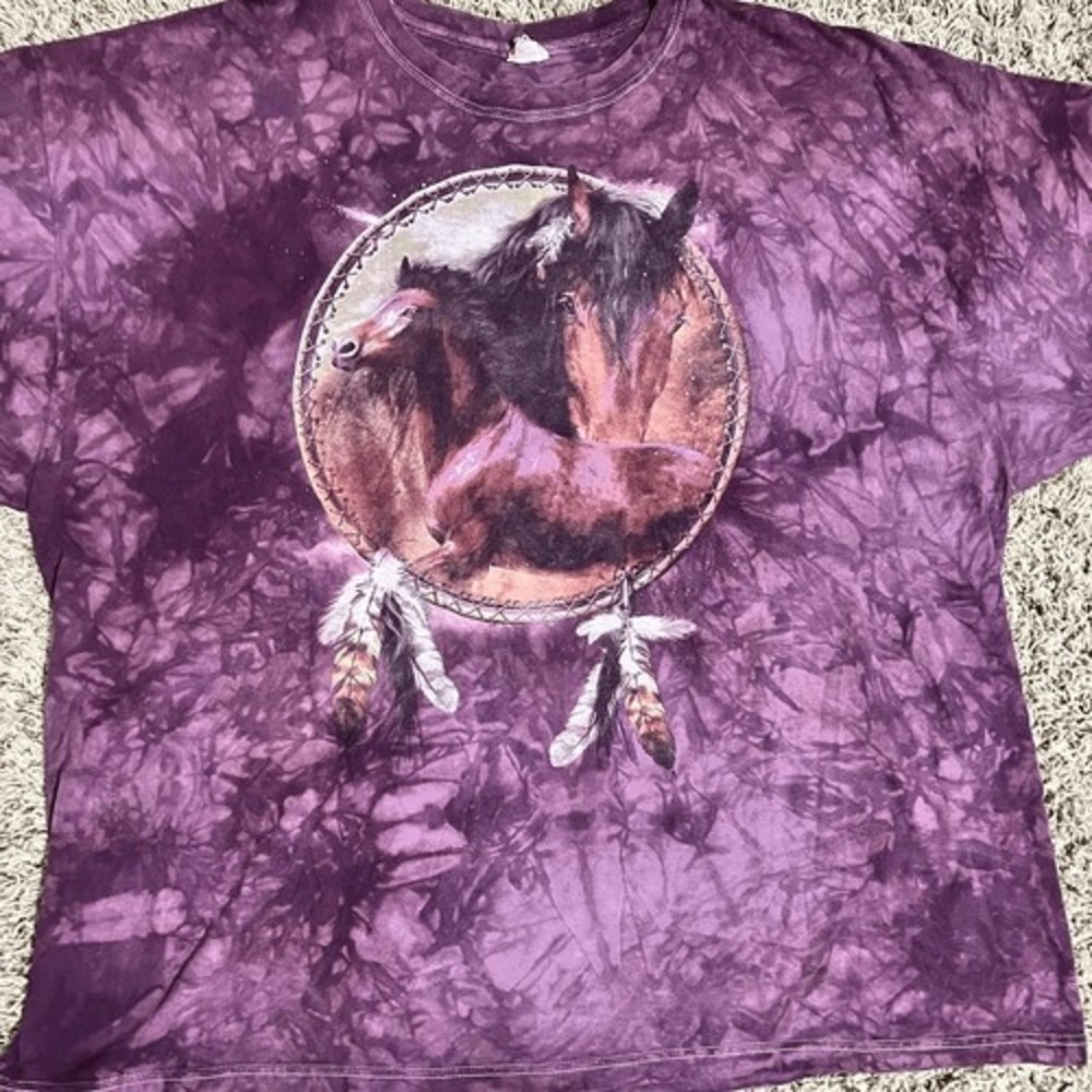 🔥🐴 VINTAGE Mauve Tie-Dye Huge Horse Graphics - Delta‎ Tag t-shirt - PERFECT!!!